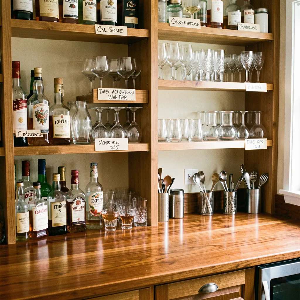 Organisert bar med etiketter